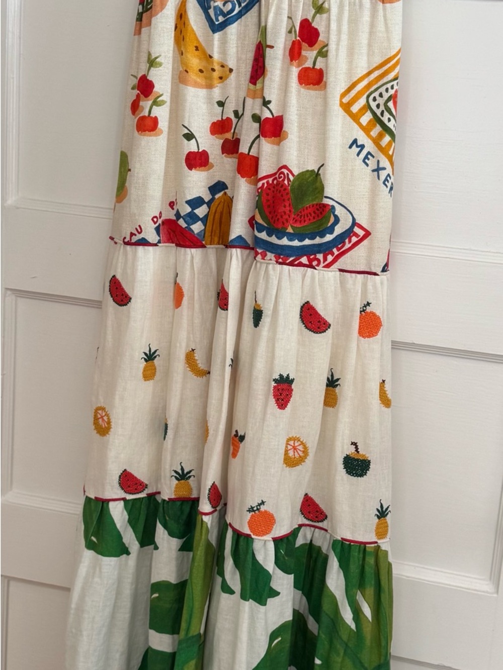 FARM Rio Cream Maxi Dress with Red, Green, Blue & Yellow Fruit Print - Picture 3 of 4